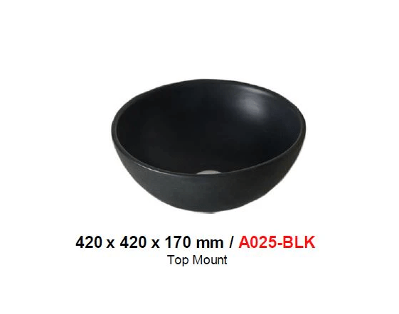 BARON A025-BLK TOP MOUNT BASIN (BLACK)