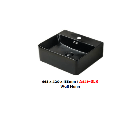 BARON A449-BLK WALL MOUNT BASIN (BLACK)