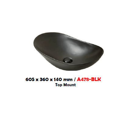 BARON A478-BLK TOP MOUNT BASIN (BLACK)