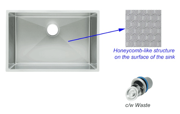 FIDELIS FSD-22603HC (680mm) HONEYCOMB NANO SS SINK