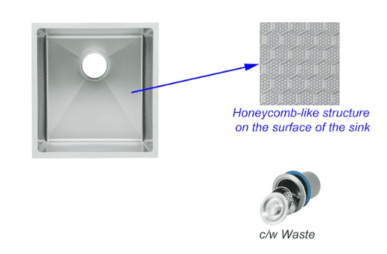 FIDELIS FSD-22622HC (420mm) HONEYCOMB NANO SS SINK