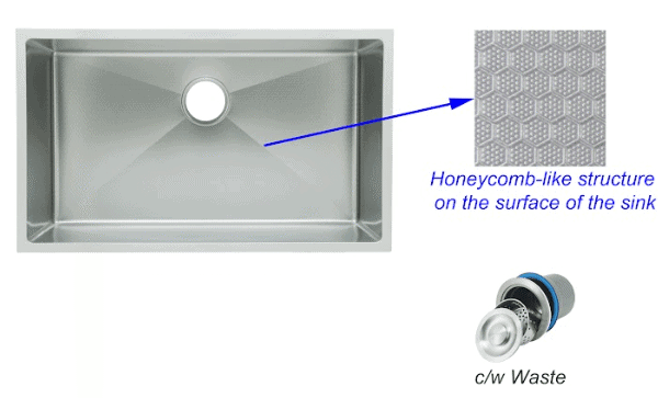 FIDELIS FSD-22625HC (760mm) HONEYCOMB NANO SS SINK