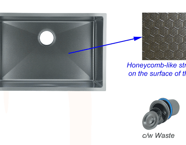 FIDELIS FSD-23603HC-NBK (680mm) HONEYCOMB NANO BLACK SS SINK