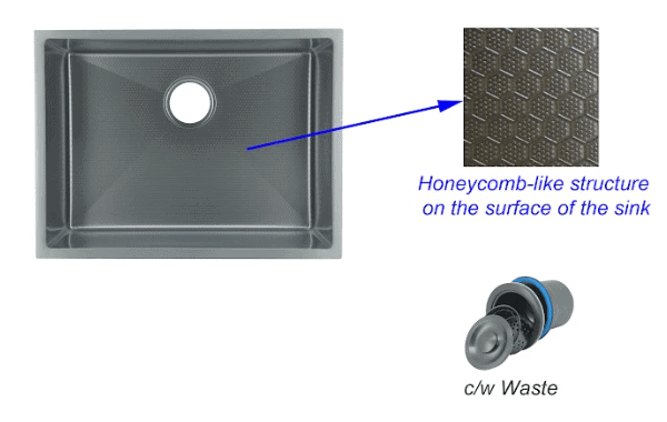 FIDELIS FSD-23623HC-NBK0 (600mm) HONEYCOMB NANO BLACK SS SINK