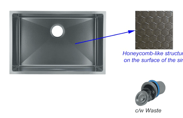 FIDELIS FSD-23624HC-NBK (680mm) HONEYCOMB NANO BLACK SS SINK