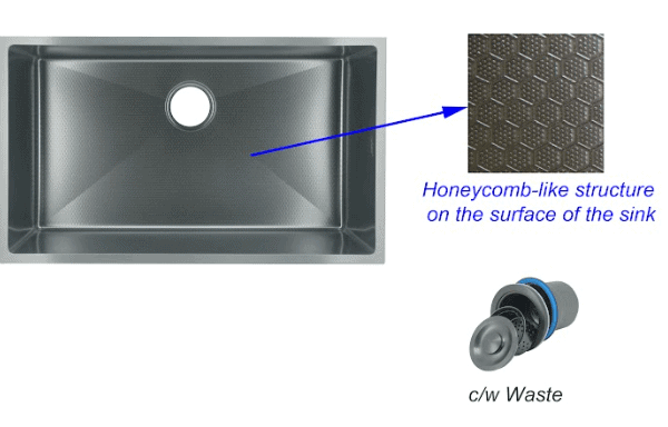 FIDELIS FSD-23625HC-NBK (760mm) HONEYCOMB NANO BLACK SS SINK