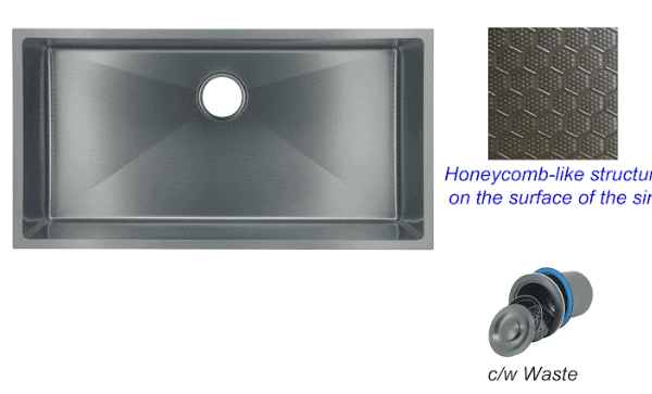 FIDELIS FSD-23626HC-NBK (860mm) HONEYCOMB NANO BLACK SS SINK