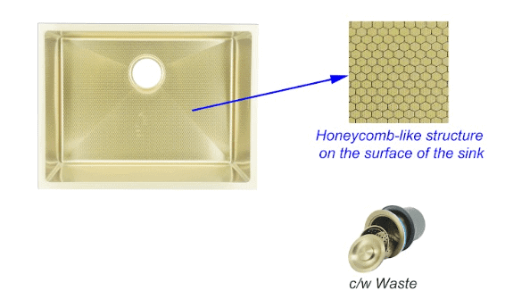 FIDELIS FSD-24623HC-NG (600mm) HONEYCOMB NANO GOLD SS SINK