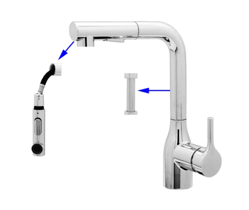 FIDELIS FT-67D5 PULL-OUT DUAL FUNCTION WASH HEAD KITCHEN SINK MIXER TAP - CHROME