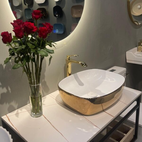 AALTO K435RG2 COUNTER TOP WASH BASIN - GOLD+WHITE