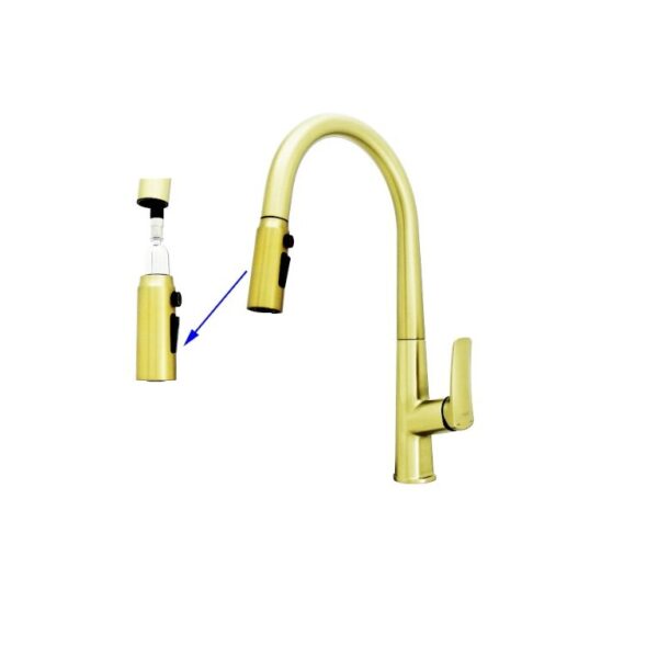 FIDELIS FT-8185-HBG PULL-OUT KITCHEN SINK MIXER TAP - BRUSHED GOLD