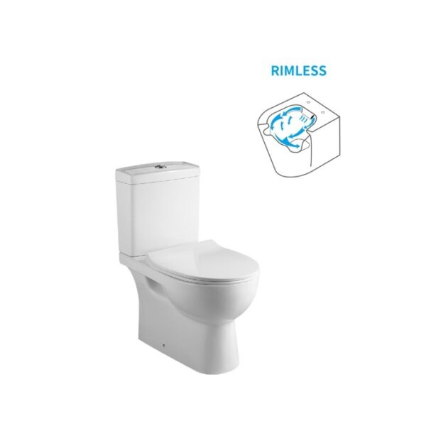 TIARA WC-219 TWO-PIECE WATER CLOSET + PP SEAT COVER (RIMLESS)
