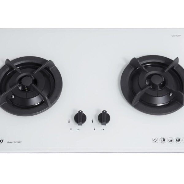 TECNO T22TGSV 2-BURNER 70cm TEMPERED GLASS COOKER HOB - OPTIC WHITE