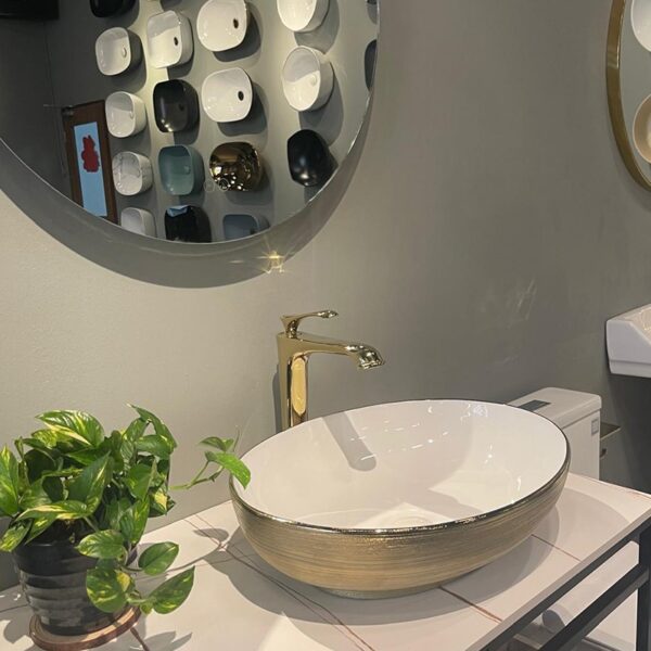 AALTO Q78166JW COUNTER TOP WASH BASIN - GOLD+WHITE